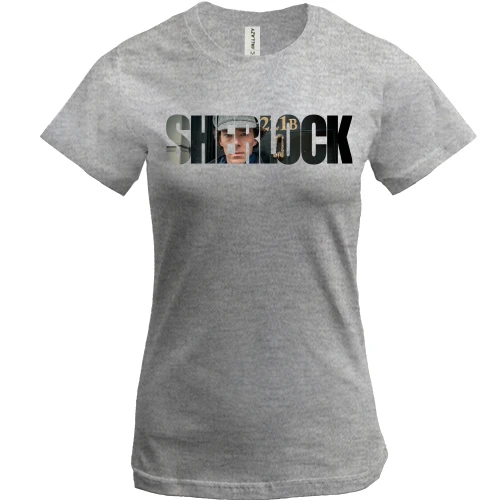 Жіноча футболка, Сірий меланж, з написом (sherlock)