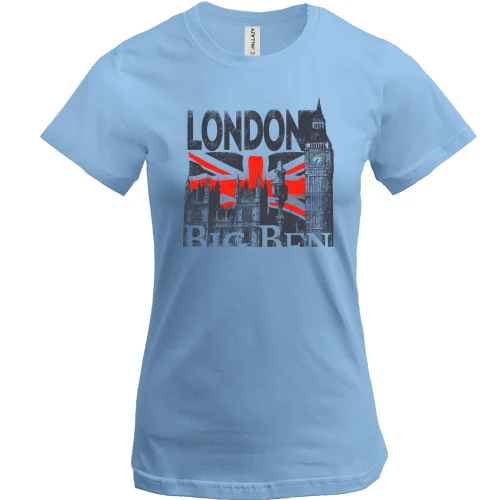 Женская футболка, Синий, с надписью "London Big Ben"