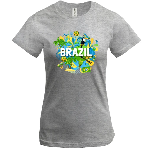 Женская футболка с бразильским колоритом и надписью "brazil"