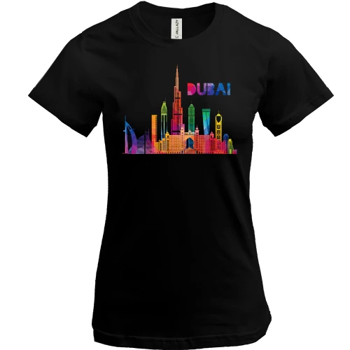 Женская футболка, Черный, с надписью "Dubai"