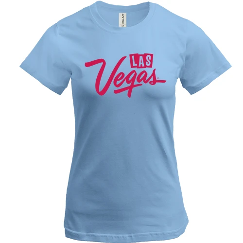 Женская футболка, Синий, c надписью Las Vegas