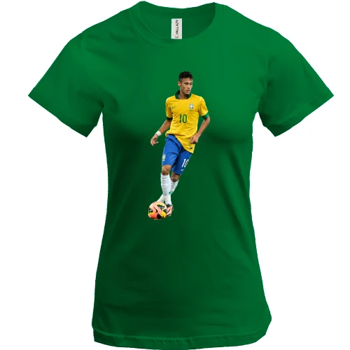Жіноча футболка, Зелений, з Neymar Brazil
