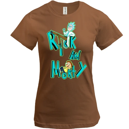 Жіноча футболка, Бежевий, Rick and Morty з персонажами в написі