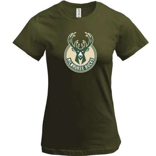 Женская футболка, Хаки, Milwaukee Bucks