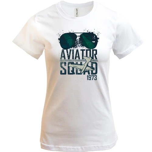Женская футболка, белый, c очками "aviator squad"