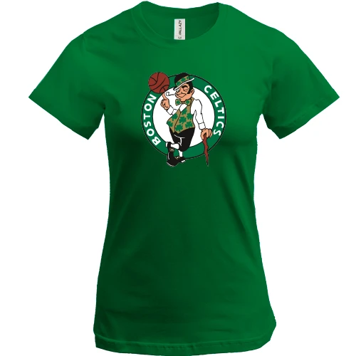 Женская футболка, Зеленый, с лепреконом Boston Celtics