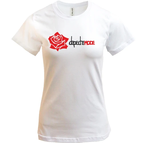 Женская футболка, Белый, Depeche Mode red Rose