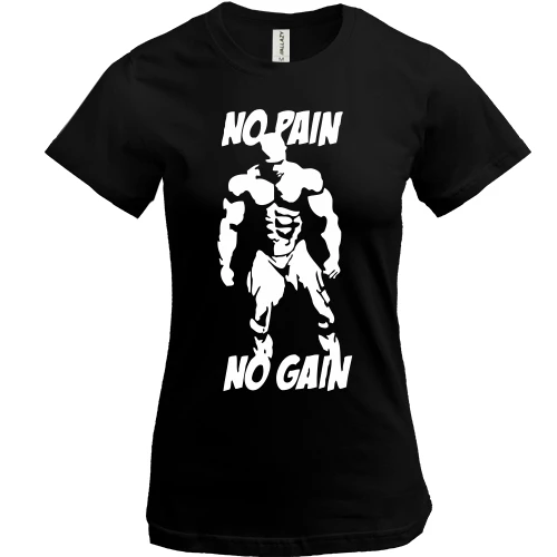 Жіноча футболка, чорний, No pain no gain
