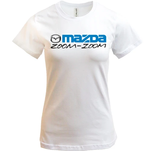 Женская футболка, белый, Mazda zoom-zoom