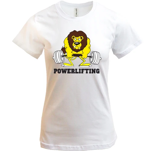 Жіноча футболка, Білий, Powerlifting lion