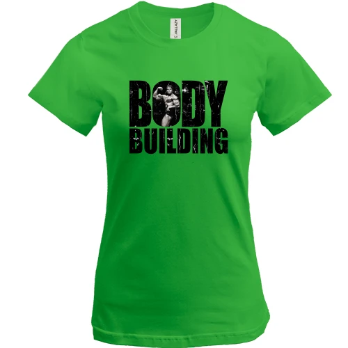 Женская футболка, Зеленый, с Арни "Body building"