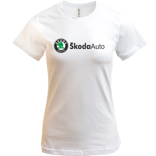 Женская футболка, белый, Skoda auto