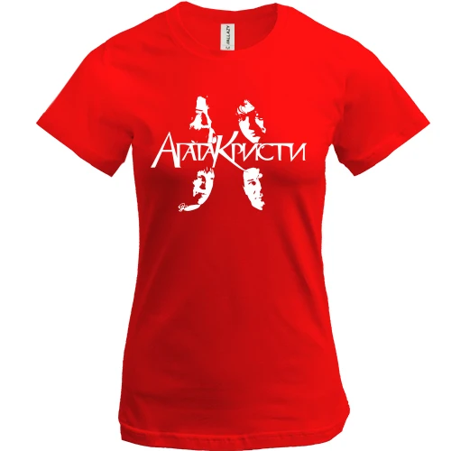 Женская футболка, Красный, Агата Кристи (силуэты)