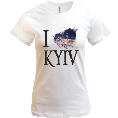 Женская футболка, белый, Я люблю Киев