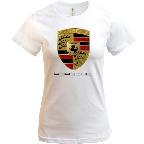 Женская футболка, Белый, Porsche (Gold)