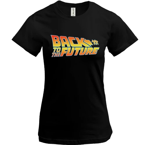 Женская футболка, Черный, с надписью "Back to future"