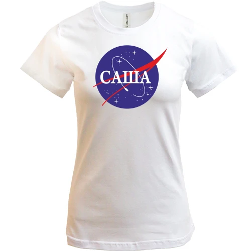 Жіноча футболка, Білий, Саша (NASA Style)