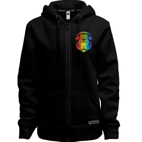 Женская толстовка на молнии Rainbow Tiger