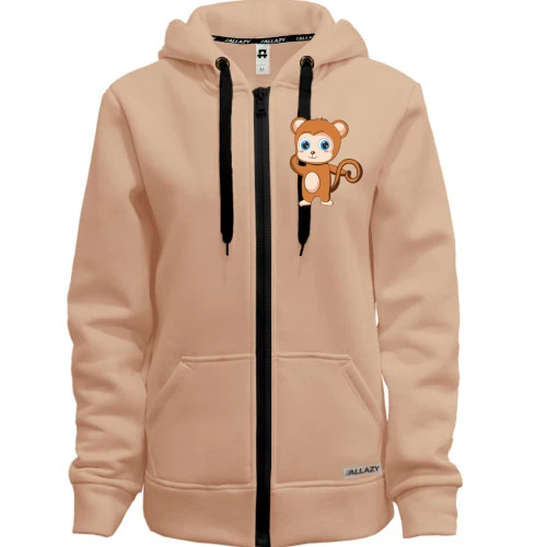 Женская толстовка на молнии Cute Baby Monkey