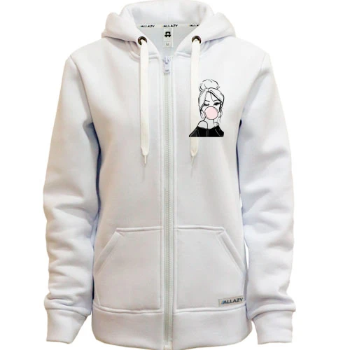 Женская толстовка на молнии Girl with babble gum art