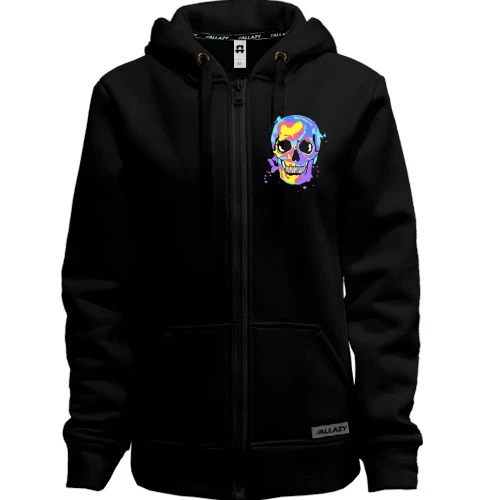 Женская толстовка на молнии Skull pop art