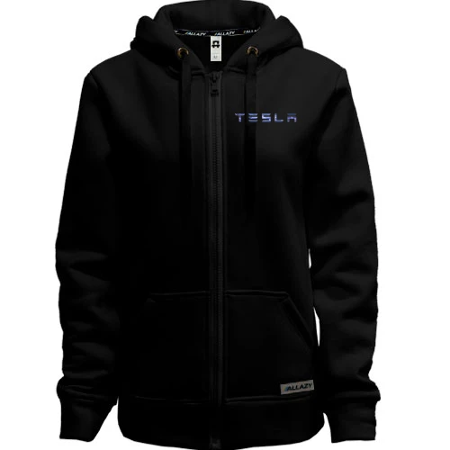 Женская толстовка на молнии с лого Tesla (молнии)