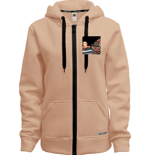 Женская толстовка на молнии Brunette with pattern