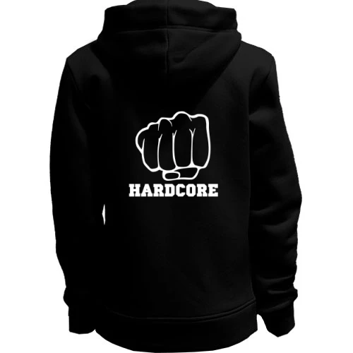 Женская толстовка на молнии с кулаком и надписью Hardcore