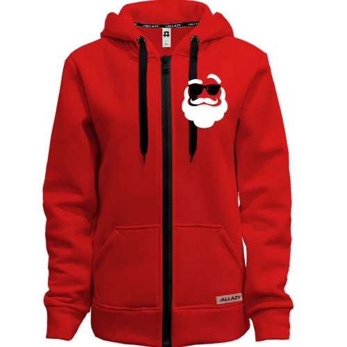 Женская толстовка на молнии с Сантой в темных очках (Cool Santa)