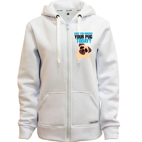 Женская толстовка на молнии Hug your pug