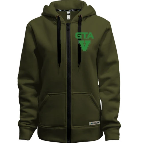 Женская толстовка на молнии GTA V с зелёным логотипом