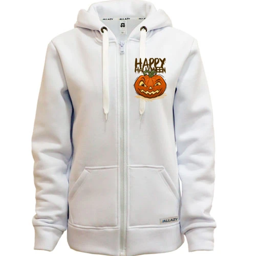 Жіноча толстовка на блискавці з написом Happy Halloween