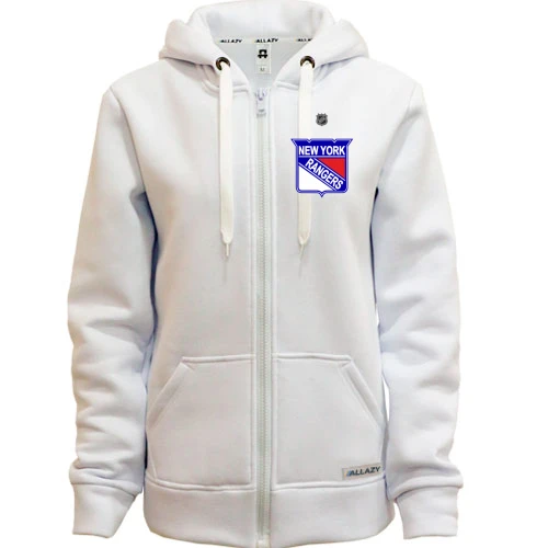 Женская толстовка на молнии, Белый, New York Rangers