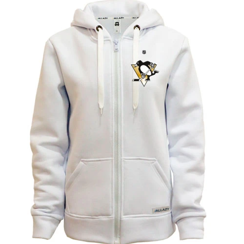 Женская толстовка на молнии Pittsburgh Penguins с пингвином и золотым треугольником