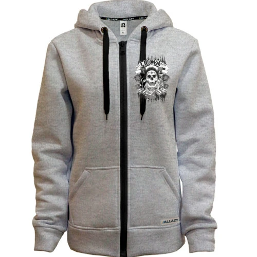 Женская толстовка на молнии lucky skull
