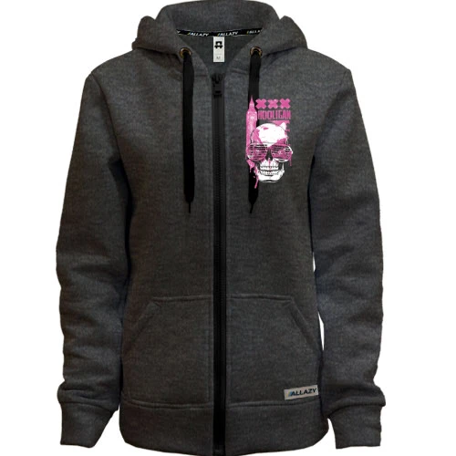 Женская толстовка на молнии hooligan skull
