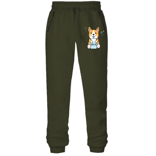 Женские трикотажные штаны Corgi drinks Milk