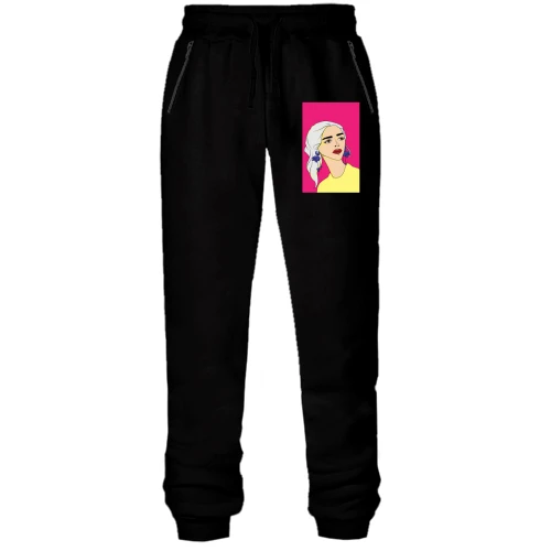 Женские трикотажные штаны Blonde on pink background