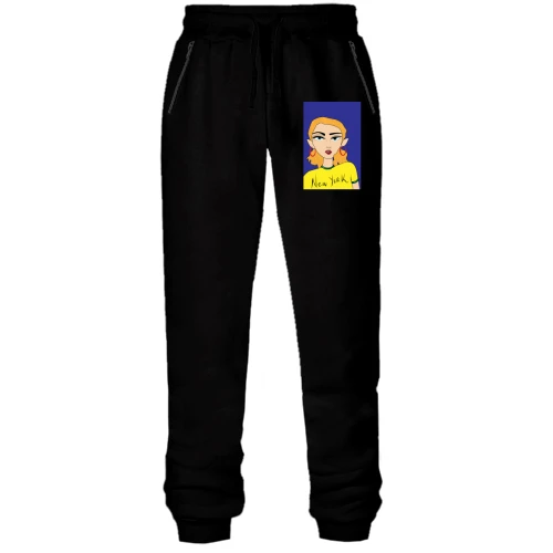 Женские трикотажные штаны Blonde in a yellow t-shirt
