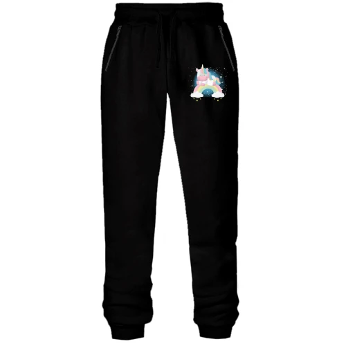 Женские трикотажные штаны Baby unicorn on a rainbow