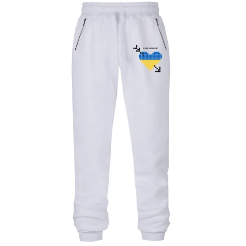 Женские трикотажные штаны Love Ukraine (желто-синее пиксельное сердце)