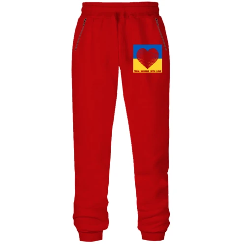 Женские трикотажные штаны From ukraine with love (сердце на фоне флага)